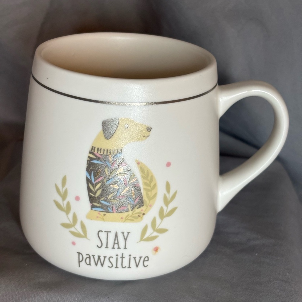 Karma ‘Stay Pawsitive’ Cream Mug with Dog Design